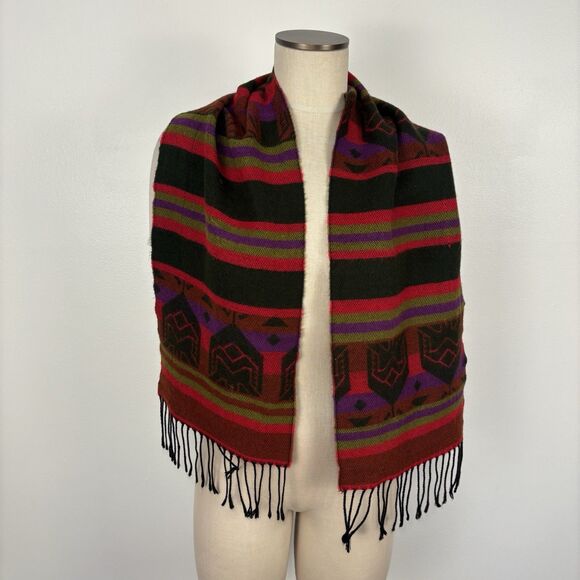 Aztec Southwestern Fringe Long Scarf - Picture 2 of 6